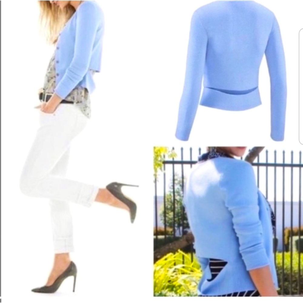 Cabi Blue Cutout Cardigan #5140 Size Large